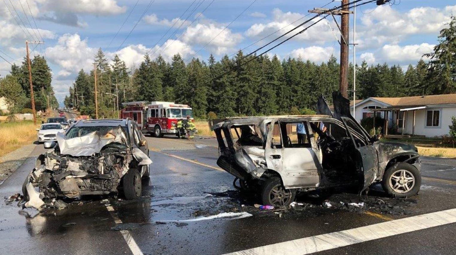 A Pierce County Sheriff's deputy and an off-duty Tukwila police officer are being credited with saving the life of a young girl following a fiery crash over the weekend.