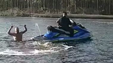 A Walton County Sheriff's deputy arrested a wanted fugitive on a jet ski following a short pursuit on foot over the weekend.