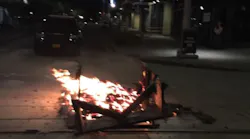 Several hundred people marched to the Immigration and Customs Enforcement building in Portland Wednesday night where they attacked officers, broke windows and vandalized the structure in an ongoing series of riots in the city.