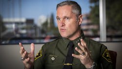 SANTA ANA, CALIF. -- TUESDAY, FEBRUARY 19, 2019: Orange County Sheriff Don Barnes talks to a reporter at his office in Santa Ana, Calif., on Feb. 19, 2019.