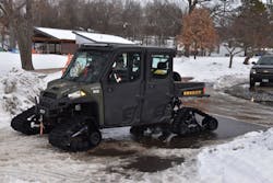 Polaris UTVs outfitted with tracks have proven to be one of the best options for cold weather for the Hennepin County Sheriff's Office. Polaris UTVs outfitted with tracks have proven to be one of the best options for cold weather for the Hennepin County Sheriff's Office.