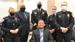 Officer Rodriguez was honored last week for his accomplishments. Officer Rodriguez was honored last week for his accomplishments.