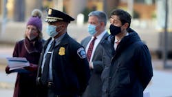 Minneapolis Mayor Jacob Frey and Police Chief Medaria Arradondo arrived at a news conference on police funding. Minneapolis Mayor Jacob Frey and Police Chief Medaria Arradondo arrived at a news conference on police funding.