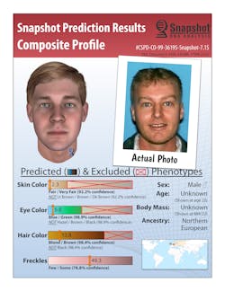 Side-by-side comparison of Snapshot Phenotype Prediction and Ricky Severt&apos;s drivers license photo taken on 12/12/2000
