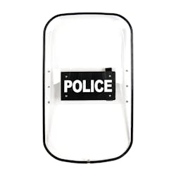 The AS-001 Riot Shield weighs only a little over five pounds and is made out of polycarbonate sheet and is UV stabilized. The AS-001 Riot Shield weighs only a little over five pounds and is made out of polycarbonate sheet and is UV stabilized.