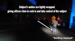 Wrap Technologies, Inc. released new bodycam footage of a successful BolaWrap deployment restraining a non-compliant subject. Wrap Technologies, Inc. released new bodycam footage of a successful BolaWrap deployment restraining a non-compliant subject.