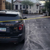 Police shoot man with bayonets.