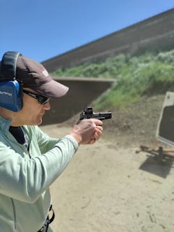 When drawing a RDS, it needs to come to 'moustache level' before fully extending the arms. When a shooter becomes competent at this, there is really nothing wrong with overlapping this technique to iron sights. When drawing a RDS, it needs to come to 'moustache level' before fully extending the arms. When a shooter becomes competent at this, there is really nothing wrong with overlapping this technique to iron sights.