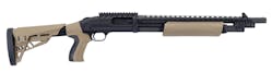 Mossberg and ATI teamed up for the Mossberg 500 ATI for a purpose built patrol gun. It features an adjustable stock, pistol grip, Akita Forend, with barrel and receiver rails, and a Halo&circledR;Side Saddle. Obviously, it includes Mossberg&rsquo;s dual extractors, steel-to-steel lockup, twin action bars, and anti-jam elevator and ambidextrous top-mounted safety.