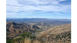 The Quinlan Mountains and Sonoran Desert as viewed from the Kitt Peak National Observatory on the Tohono O`odham Indian Reservation in Arizona.