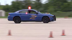 Driver training at the Precision Driving Facility at the Michigan State Police Training Academy in Lansing.