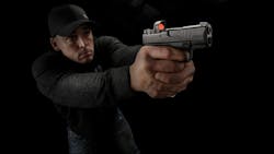 The Hellcat RDP (Rapid Defense Package) 3.8” micro-compact 9mm handgun is paired with a HEX WASP micro red dot sight. The Hellcat RDP (Rapid Defense Package) 3.8” micro-compact 9mm handgun is paired with a HEX WASP micro red dot sight.