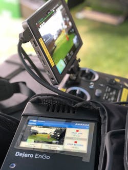 Dejero EnGo 260 mobile transmitter fed real-time video from a drone back to the San Diego Police Department command post and HQ Dejero EnGo 260 mobile transmitter fed real-time video from a drone back to the San Diego Police Department command post and HQ