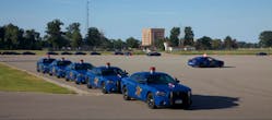 Driver training at the Precision Driving Facility at the Michigan State Police Training Academy in Lansing.