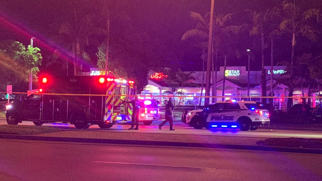 Three Coconut Creek, FL, police officers were injured in a fatal shooting while investigating an apparent car theft Monday.