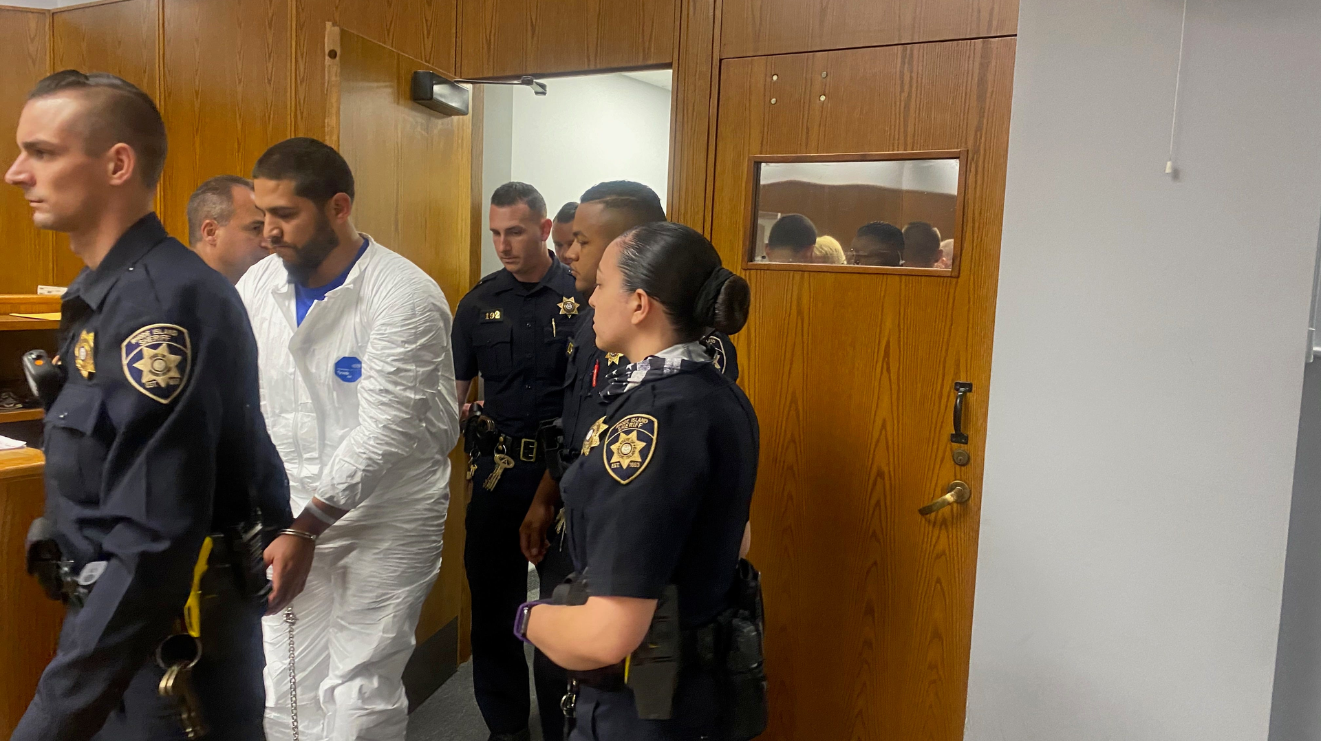 Luis Roman appears Thursday in District Court in Providence, RI.