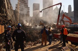 New York City Police Department at the site of the World Trade Center in New York City on October 19, 2001. New York City Police Department at the site of the World Trade Center in New York City on October 19, 2001.