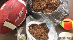 Officials at Morrison Correctional Institution in Richmond County, NC, discovered a drug- and tobacco-filled football that had been thrown over a fence and onto the prison grounds last week.