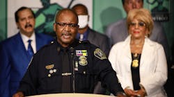 Then-interim Detroit Police Chief James White speaks during a press conference at the Detroit Public Safety Headquarters on Aug. 23. Then-interim Detroit Police Chief James White speaks during a press conference at the Detroit Public Safety Headquarters on Aug. 23.