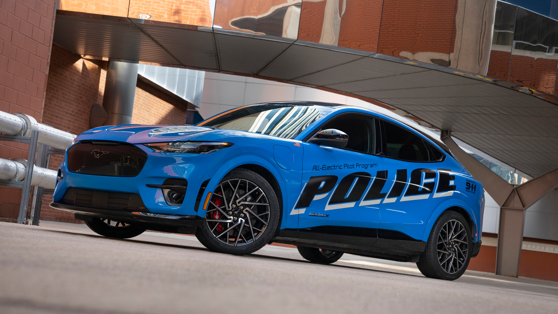 Ford is submitting an all-electric police pilot vehicle based on the 2021 Mustang Mach-E SUV for testing as part of the Michigan State Police 2022 Model Year Police Evaluation on Sept. 18 and 20.