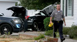 An unmarked police vehicle left the roadway and struck a structure and trailer at in Sea Girt, NJ, on Tuesday.