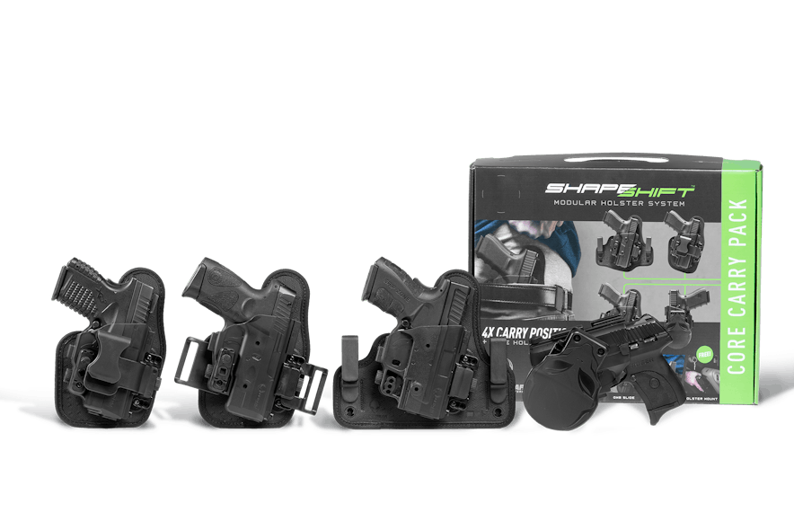 The ShapeShift Carry Pack from Alien Gear Holsters has in it parts that allow for customization of firearms and how they are being carried.