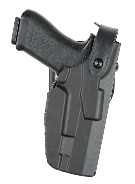 The Safariland Model 7360 7TS ALS/SLS Mid-Ride Level III Retention Duty Holster comes with an automatic locking system that is part of a Self Locking System or SLS.