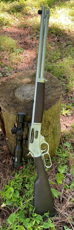 Meopta ZD 1-4x22 RD scope mounted on his Henry Repeating Arms lever action .30-30 rifle Meopta ZD 1-4x22 RD scope mounted on his Henry Repeating Arms lever action .30-30 rifle