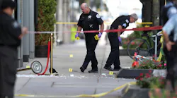Chicago police investigate a shooting at first block of East Oak Street in the Gold Coast neighborhood on August 2020.