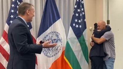 NYPD Commissioner Dermot Shea helped a retired sergeant proposed to his officer girlfriend.