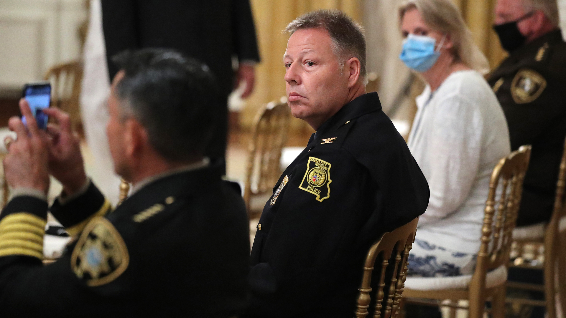 Kansas City, MO, Police Chief Richard Smith attends an event with President Donald Trump in the East Room of the White House in Washington, D.C., on July 22, 2020.