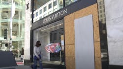 Thieves smashed a Louis Vuitton storefront window in San Francisco&rsquo;s Union Square and ransacked the store Nov. 19, one of a series of organized retail thefts targeting high-end outlets in the Bay Area over the weekend.