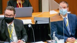 Minneapolis Defense Attorney Eric Nelson (left), and former Minneapolis Police Officer Derek Chauvin, listening to a witness during Chauvin's trial on April 5 in Minneapolis. Minneapolis Defense Attorney Eric Nelson (left), and former Minneapolis Police Officer Derek Chauvin, listening to a witness during Chauvin's trial on April 5 in Minneapolis.