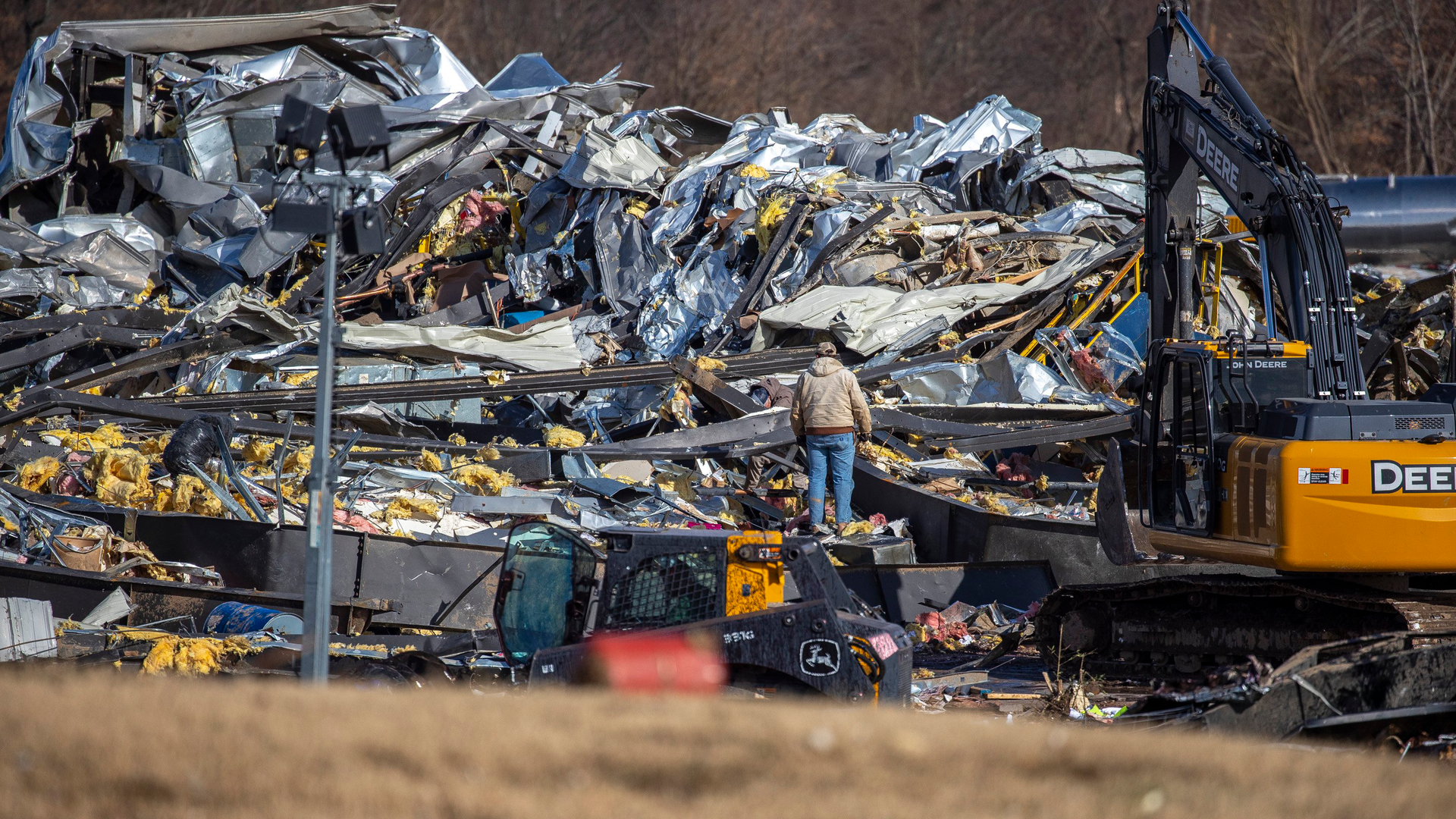 Mayfield Consumer Products, a candle factory, on Saturday after a tornado traveled through the region Friday night.
