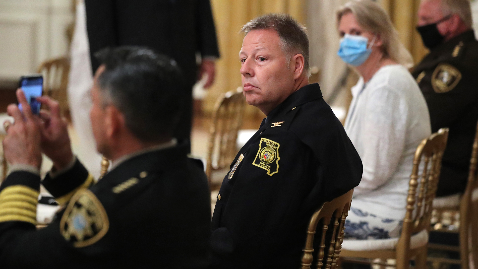 Kansas City, MO, Police Chief Richard Smith attends an event with President Donald Trump in the East Room of the White House in Washington, D.C., on July 22, 2020.