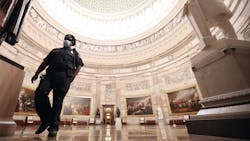A U.S. Capitol Police officer helps evacuate the Rotunda during a drill Nov. 8 in Washington, D.C. A U.S. Capitol Police officer helps evacuate the Rotunda during a drill Nov. 8 in Washington, D.C.