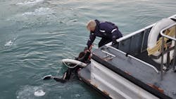 Chicago police and marine unit officers rescued a 15-year-old girl who jumped from Navy Pier and into a freezing Lake Michigan on Jan. 10. Chicago police and marine unit officers rescued a 15-year-old girl who jumped from Navy Pier and into a freezing Lake Michigan on Jan. 10.