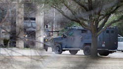 Armored vehicles are seen outside Congregation Beth Israel in Colleyville, TX, on Saturday. Armored vehicles are seen outside Congregation Beth Israel in Colleyville, TX, on Saturday.