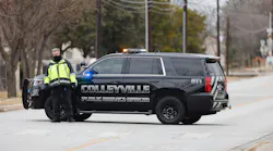 Colleyville, TX, police block a Road south of the Congregation Beth Israel synagogue on Saturday.