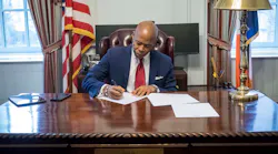 Mayor Eric Adams signs executive orders on Jan. 01 at City Hall.
