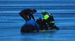 Netcong, NJ, police and firefighters rescued three people who tell through the ice on a lake Sunday.
