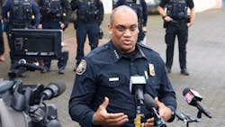 Portland, OR, Police Chief Chuck Lovell addresses the media on the first day of patrols for the new Focused Intervention Team on Wednesday. Portland, OR, Police Chief Chuck Lovell addresses the media on the first day of patrols for the new Focused Intervention Team on Wednesday.