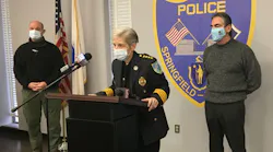 Springfield, MA, Police Commissioner Cheryl C. Clapprood announces that an officer shot and killed a man after he allegedly stabbed the officer in the face Sunday.