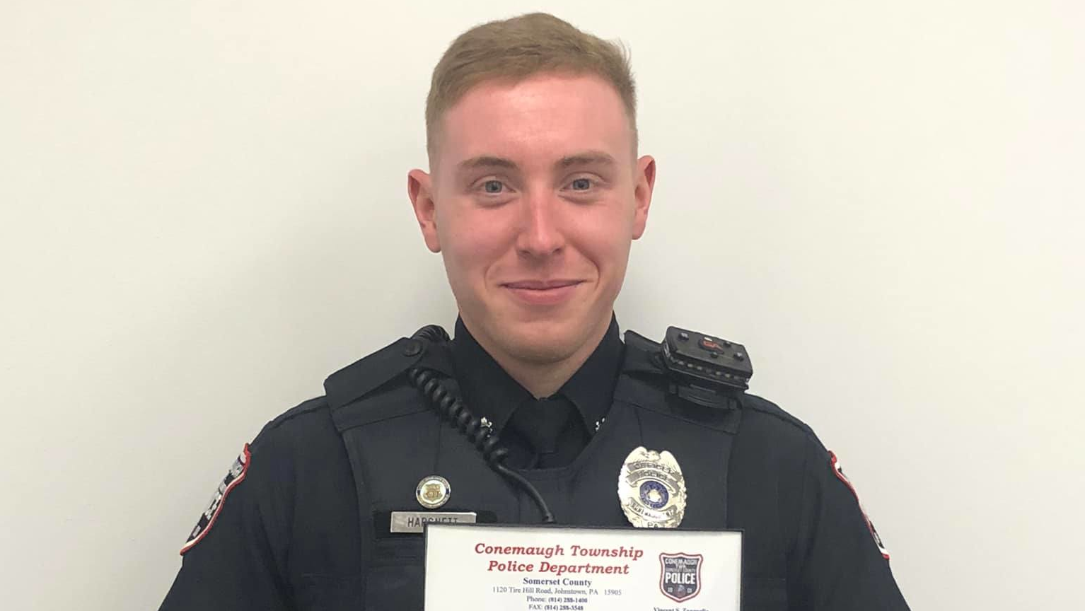 Conemaugh Township, PA, Police Officer Collin Hargnett.
