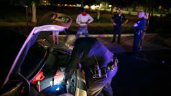 LAPD officers stop drivers and search their vehicles on Nov. 21, 2015. LAPD officers stop drivers and search their vehicles on Nov. 21, 2015.