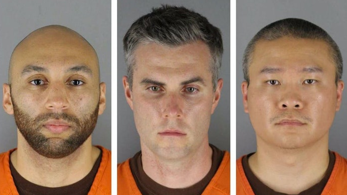 Former Minneapolis Police Officers J. Alexander Kueng (from left), Thomas Lane and Tou Thao.