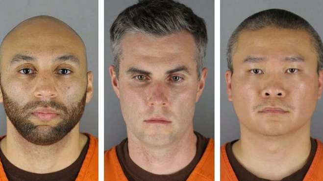 Former Minneapolis Police Officers J. Alexander Kueng (from left), Thomas Lane and Tou Thao.