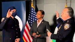 Sumit Sulan, who fatally shot the suspect responsible for killing two NYPD officers, was promoted to detective during a brief ceremony at police headquarters Tuesday. Sumit Sulan, who fatally shot the suspect responsible for killing two NYPD officers, was promoted to detective during a brief ceremony at police headquarters Tuesday.