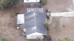 Volusia County, FL, sheriff's deputies used a drone to help apprehend an armed suspect who fled from a victim's bedroom window Monday. Volusia County, FL, sheriff's deputies used a drone to help apprehend an armed suspect who fled from a victim's bedroom window Monday.