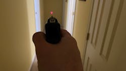 If you can't see your sights, aiming with the red laser dot is an option. If you can't see your sights, aiming with the red laser dot is an option.